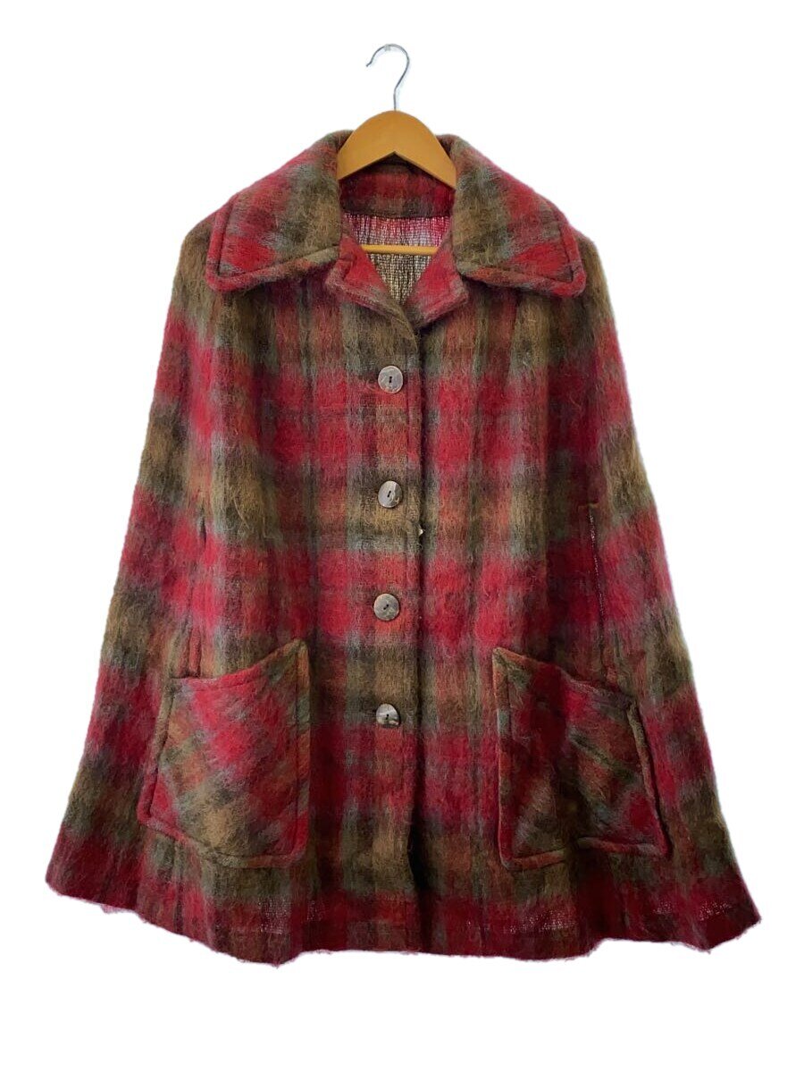 【中古】Glen Cree/ポンチョ/--/モヘア/RED/チェック/スコットランド製【メンズウェア】