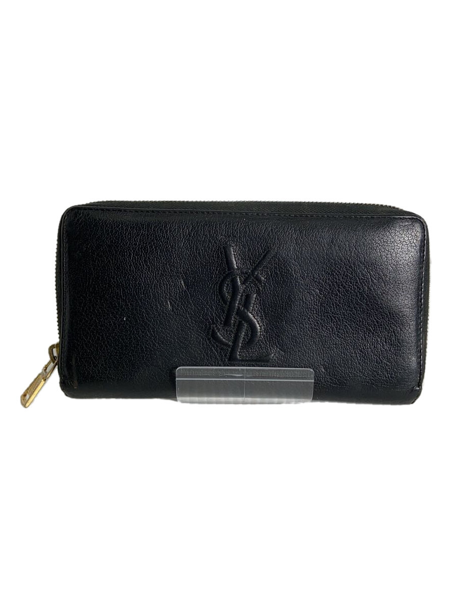 【中古】YVES SAINT LAURENT◆2つ折り財布/レザー/ブラック/無地/メンズ/状態考慮【服飾雑貨他】