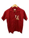【中古】WONDERFUL WORLD◆金子功/ピンクハウス/ウサギ/半袖シャツ/--/コットン/RED/無地【レディースウェア】