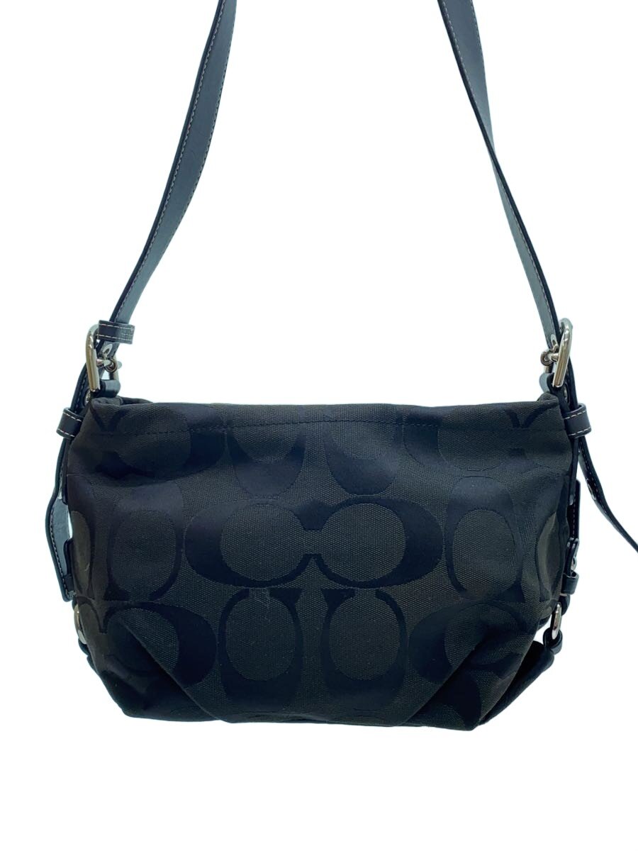 【中古】COACH◆イーストウエスト ダッフル_シグネチャー_グレー/キャンバス/BLK//【バッグ】