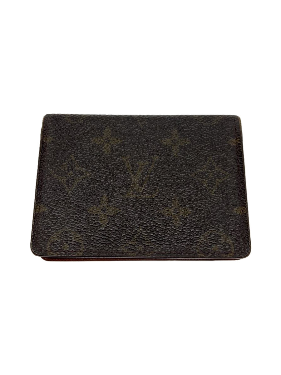 【中古】LOUIS VUITTON◆ポルト・2カルト・ヴェルティカル_モノグラム・キャンバス_BRW/--/BRW/レディース【服飾雑貨他】