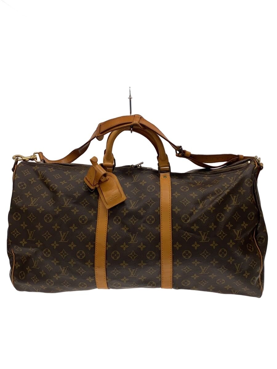 【中古】LOUIS VUITTON◆キーポル・バンドリエール60_モノグラム・キャンバス/PVC/BRW【バッグ】