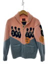 【中古】EVISU◆カウチン/ニットジャケット/ボウリング/カーディガン(厚手)/38/ピンク【メンズウェア】