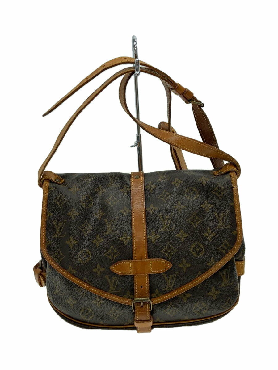 【中古】LOUIS VUITTON◆1)ソミュール30_モノグラム・キャンバス_BRW/PVC/BRW【バッグ】