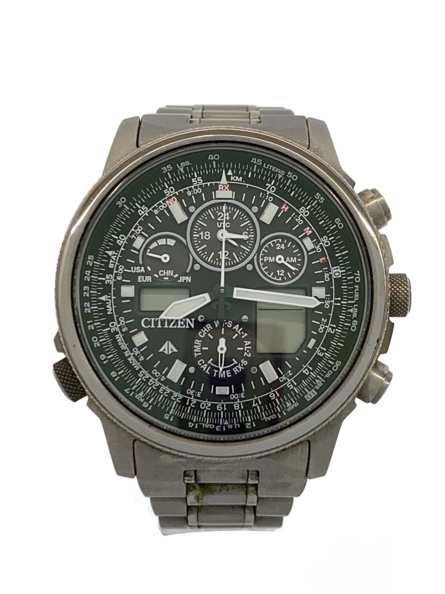 乐天商城 - 【中古】CITIZEN◆ソーラー腕時計/アナログ/BLK/SLV/U680-T016677【服飾雑貨他】