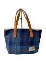 【中古】HARRIS TWEED◆トートバッグ/--/BLU/チェック【バッグ】