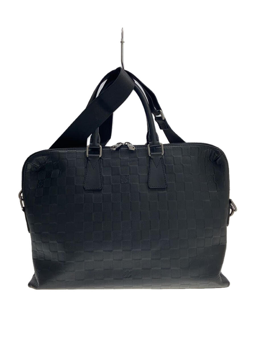 【中古】LOUIS VUITTON◆ポルト・ドキュマン・ジュール_ダミエ・アンフィニ_BLK/レザー/BLK/N41248【バッグ】