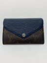 【中古】LOUIS VUITTON◆ポルト・フォイユ・マリールー・コンパクト_エピ_モノグラム・キャンバス_NVY_アンディゴブルー/PVC【服飾雑貨他】