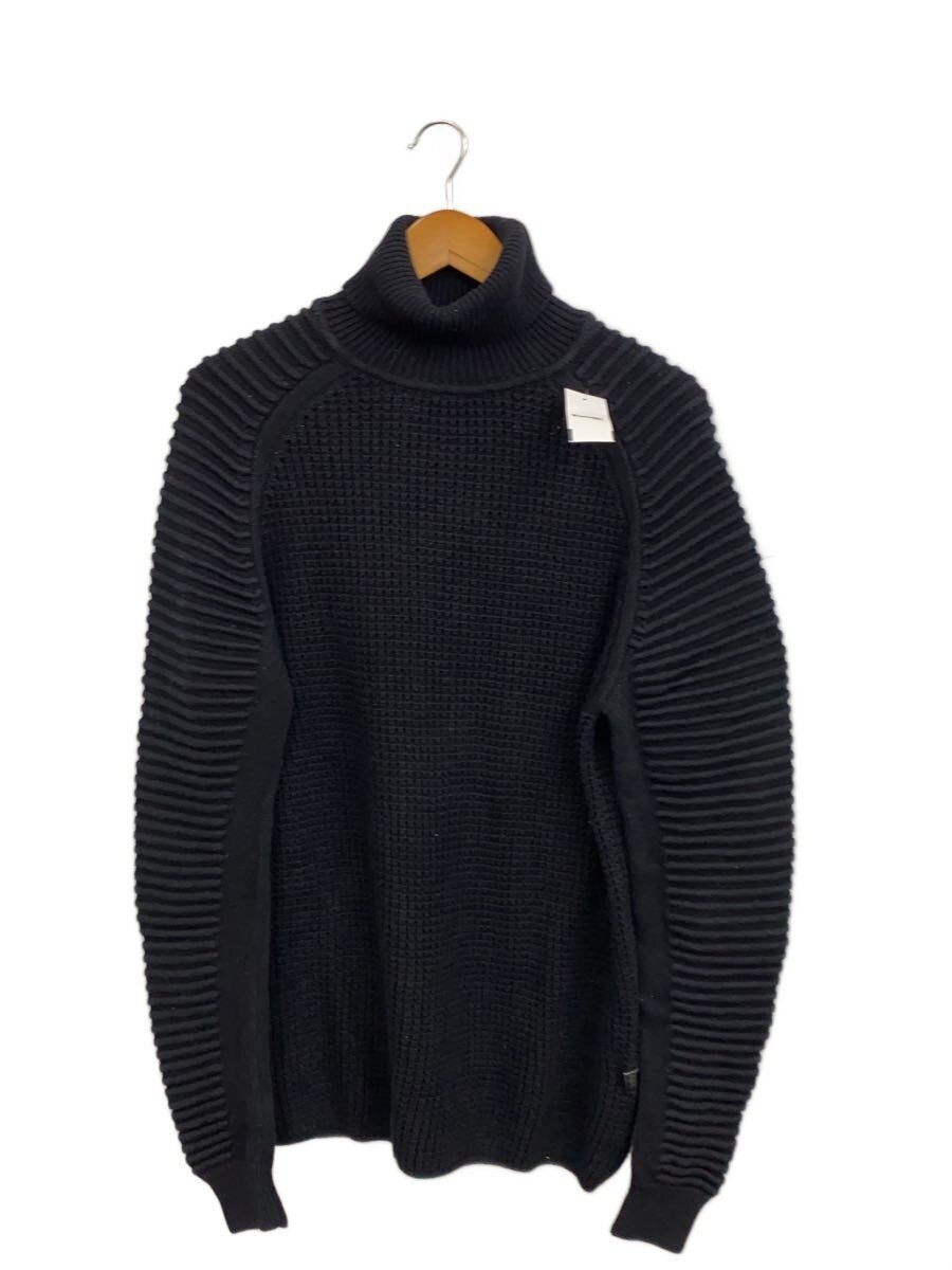 G-STAR RAW◆SUZAKI TURTLE KNIT L/S/ニット・セーター(厚手)/L/コットン/BLK/D07682