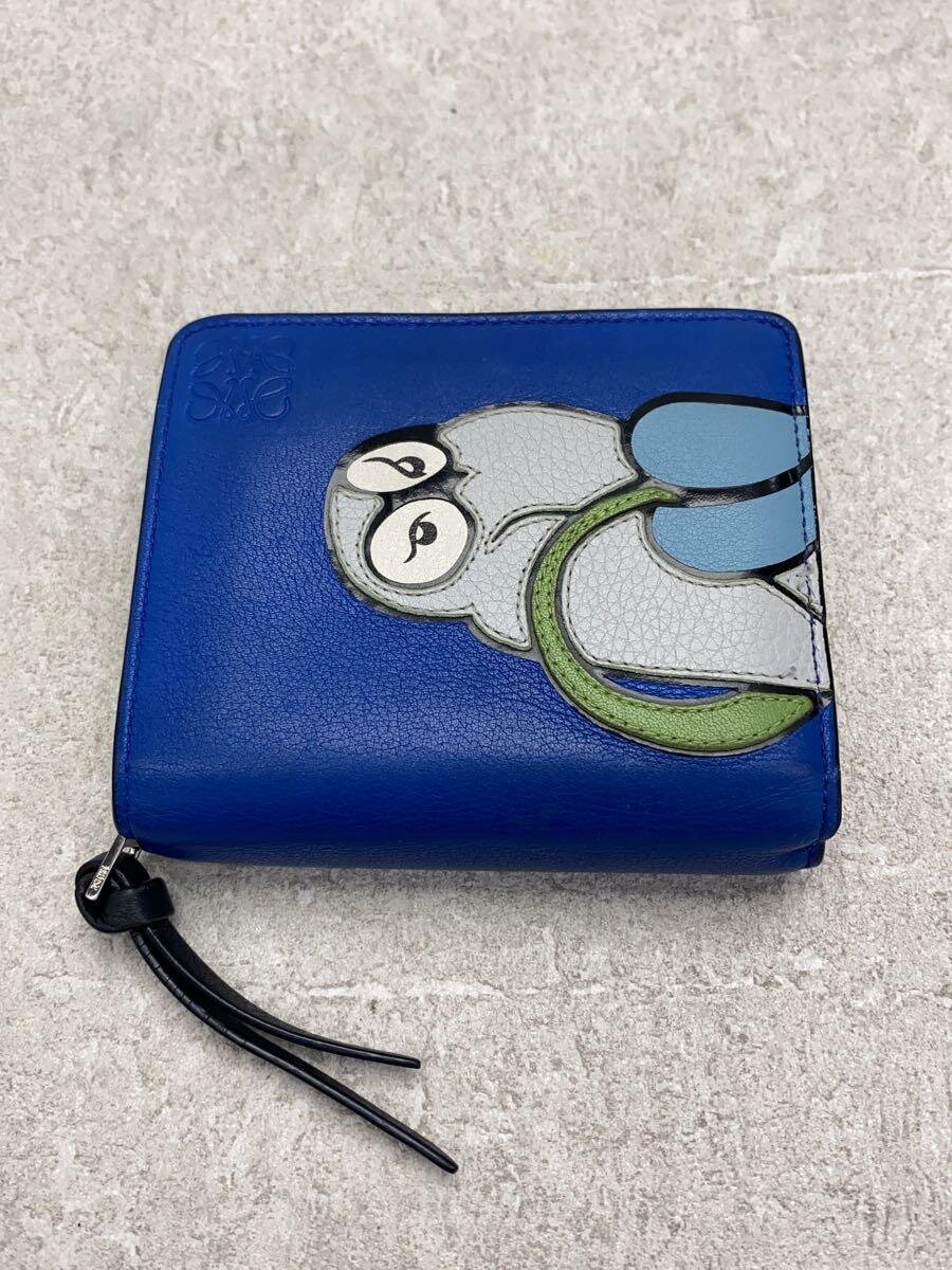 【中古】LOEWE◆2つ折り財布/--/BLU/レディース【服飾雑貨他】