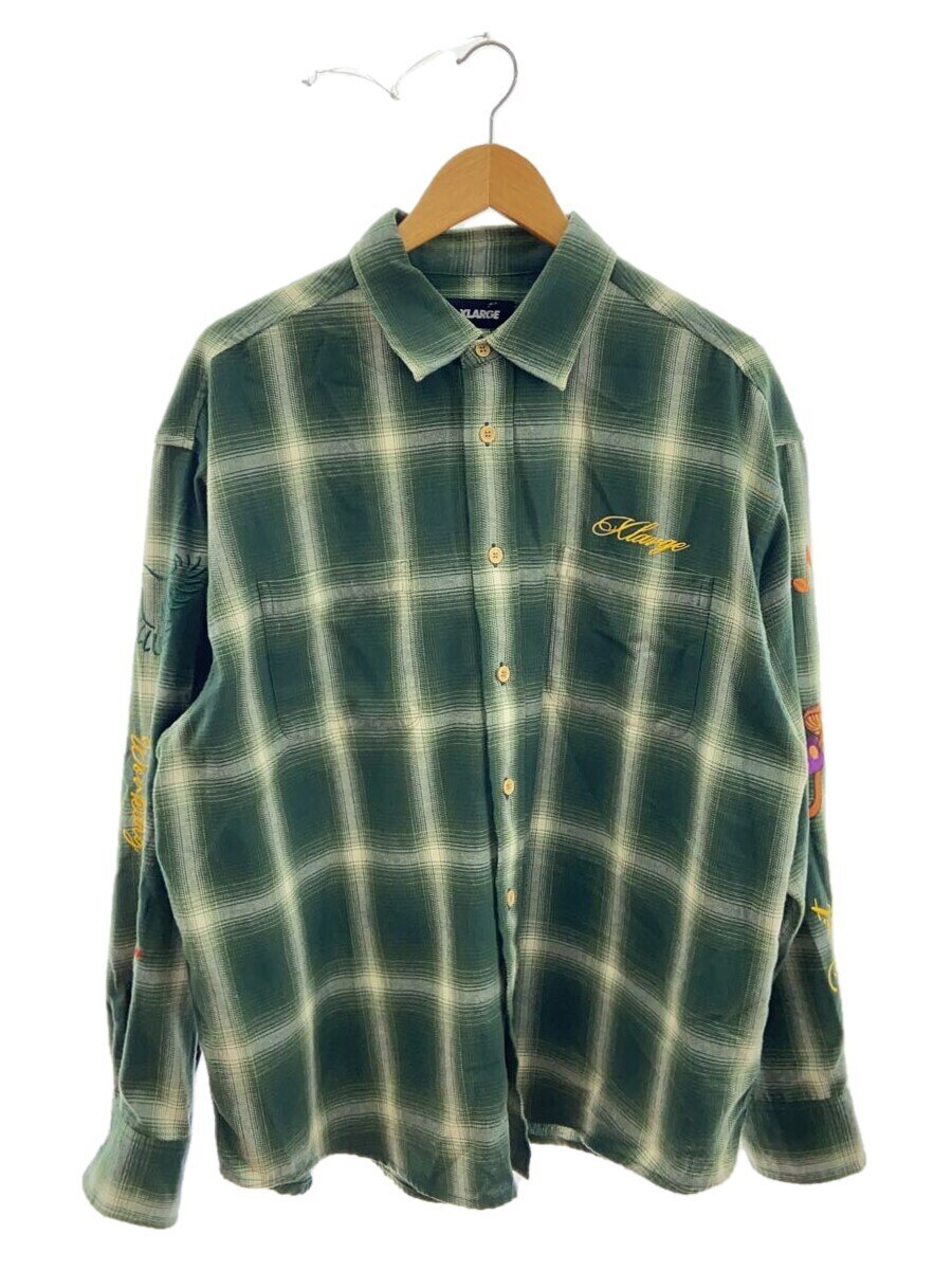 【中古】X-LARGE◆長袖シャツ/L/コットン/GRN/チェック【メンズウェア】