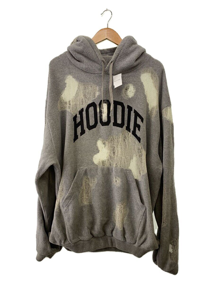 【中古】doublet◆23SS/RIPPED OFF KNIT HOODIE パーカー/M/コットン/GRY/無地/23SS35KN10【メンズウェア】