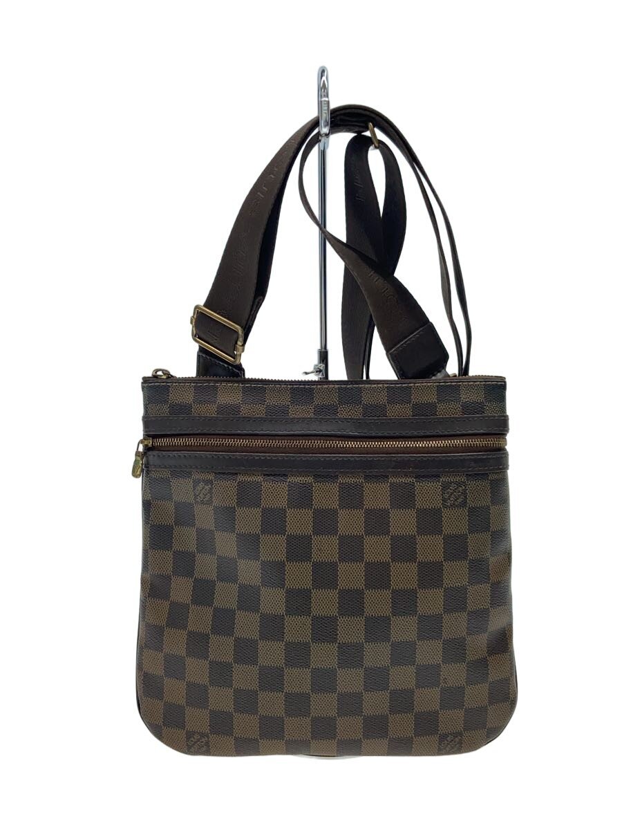 【中古】LOUIS VUITTON◆ポシェット・ボスフォール_ダミエ・エベヌ/PVC/BRW【バッグ】