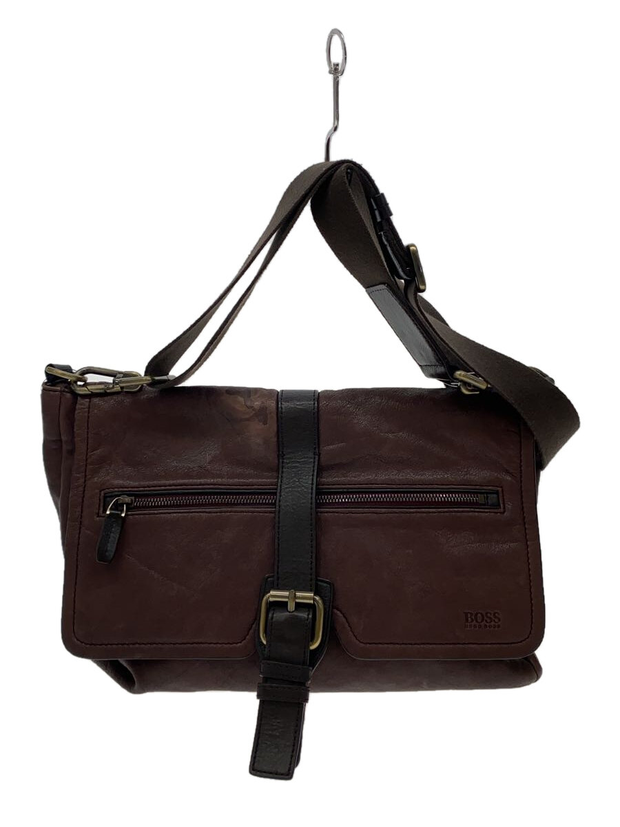 HUGO BOSS メンズ メッセンジャーバッグ レザー ブラウン used HUGO BOSS メンズ メッセンジャーバッグ レザー ブラウン used