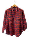【中古】長袖シャツ/猫目ボタン/RED/チェック【メンズウェア】