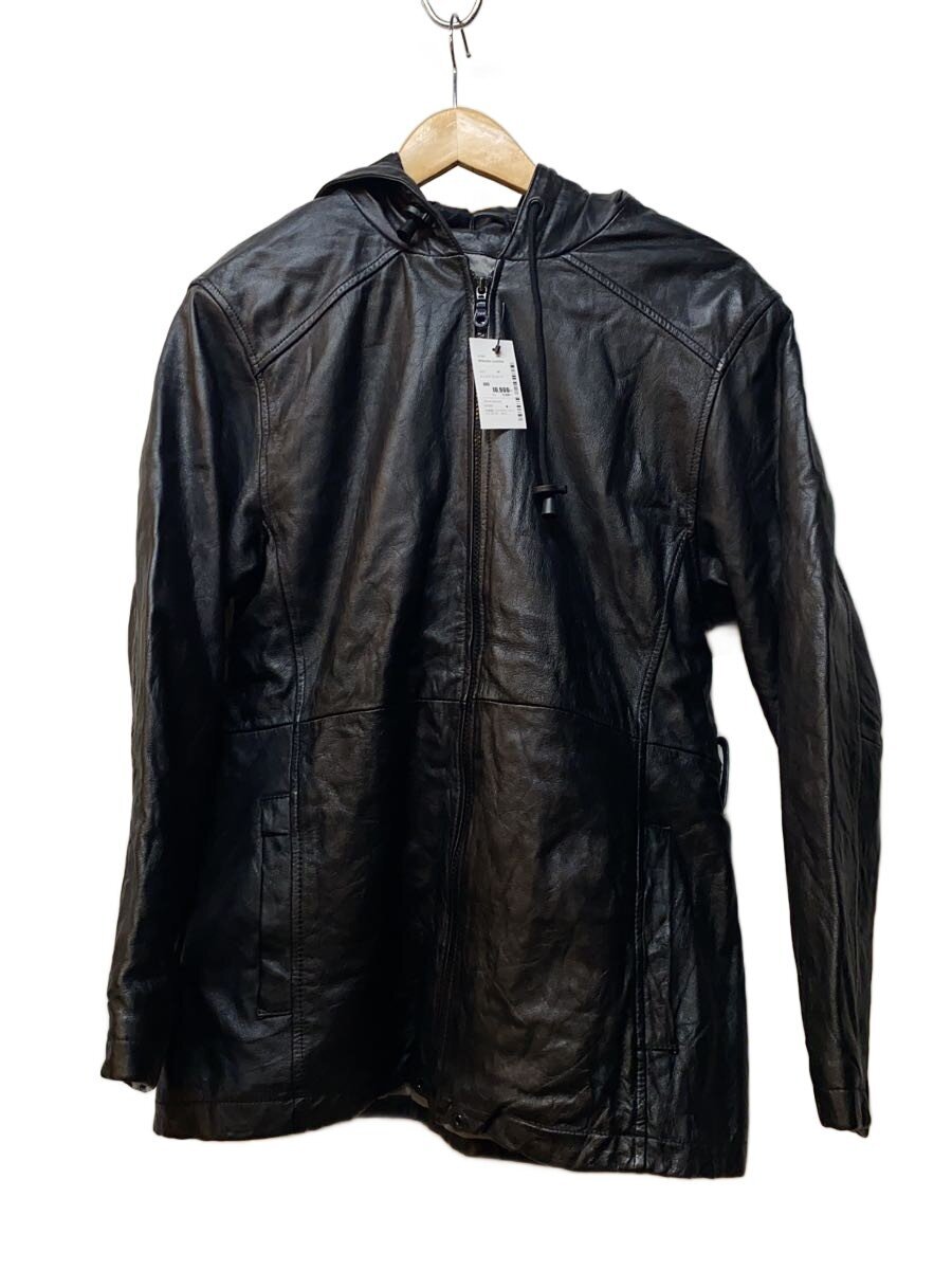 【中古】Wilsons Leather◆フーデットレザージャケット/シングルライダースジャケット/M/レザー/BLK【メンズウェア】