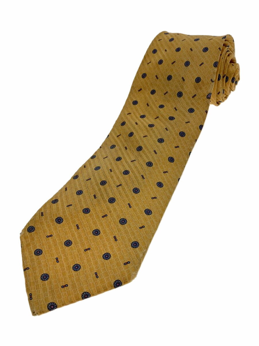 【中古】dunhill◆ネクタイ/シルク/YLW/総柄/メンズ【服飾雑貨他】
