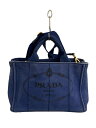 【中古】PRADA◆トートバッグ/キャンバス/NVY/2way【バッグ】