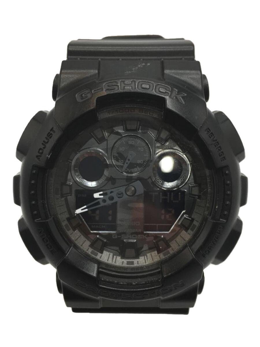 【中古】CASIO◆クォーツ腕時計/デジアナ/ラバー/BLK/BLK/GA-100CF【服飾雑貨他】