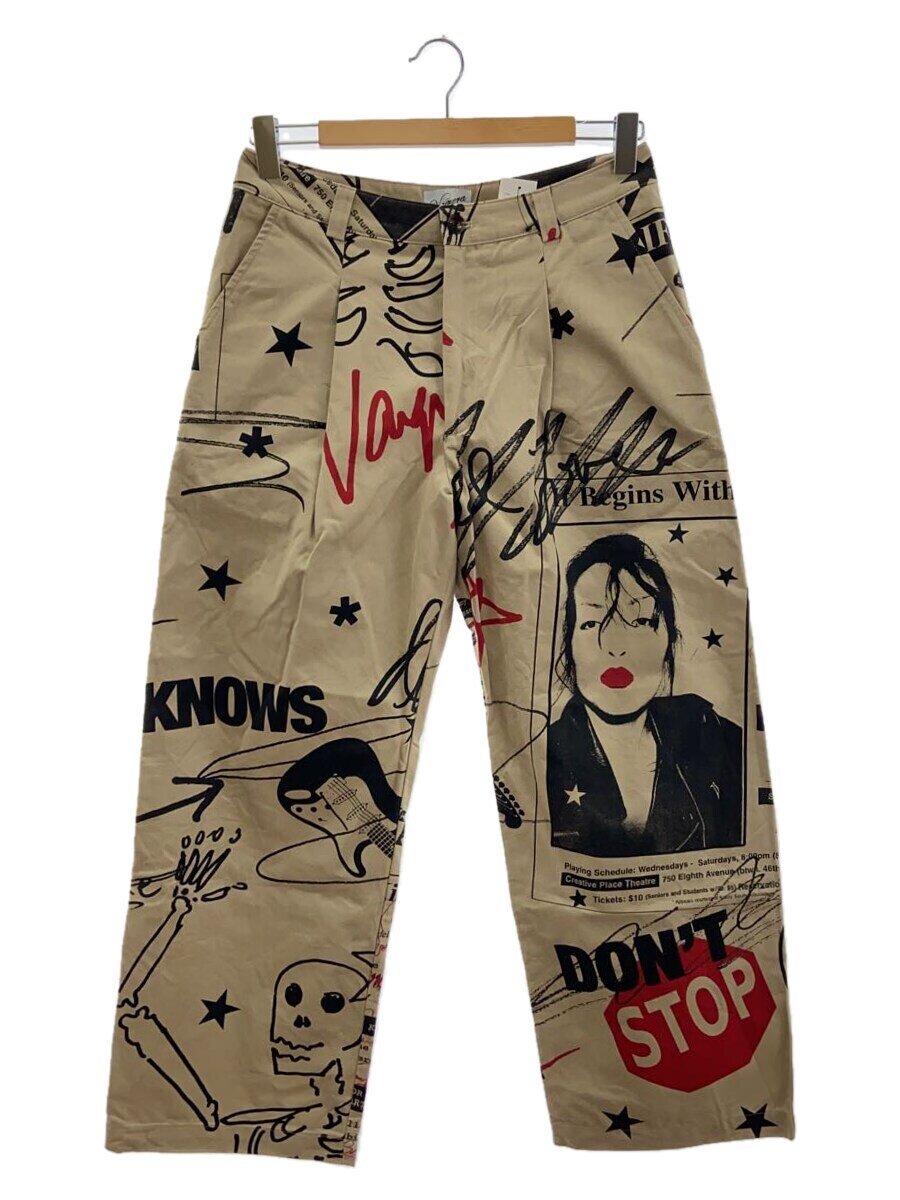 【中古】Vaquera◆women printing/ボトム/30/コットン/BEG/ワンタック/パンツ//【メンズウェア】