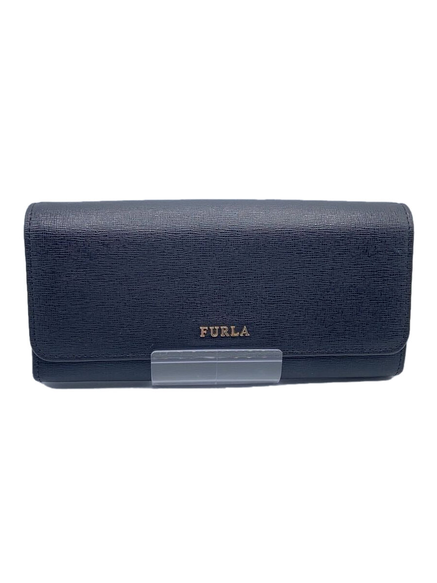 【中古】FURLA◆長財布/レザー/BLK/無