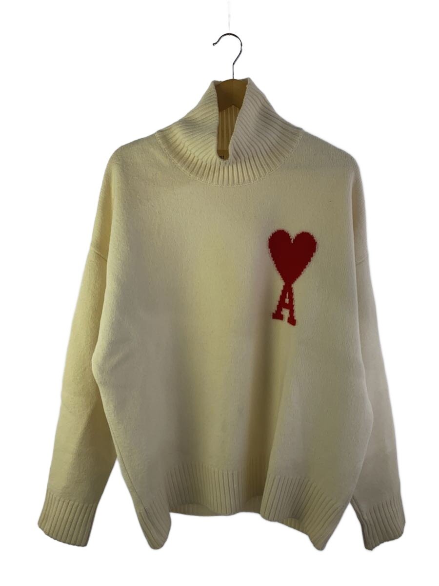 【中古】AMI PARIS◆ハートAロゴクルーネックニット/L/ウール/CRM/H21K203.018//【レディースウェア】