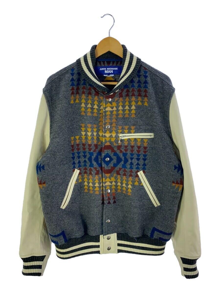 【中古】JUNYA WATANABE COMME des GARCONS MAN◆22AW/×PENDLETON/ネイティブ柄/スタジャン/L/ウール/GRY/WJ-J018//【メンズウェア】