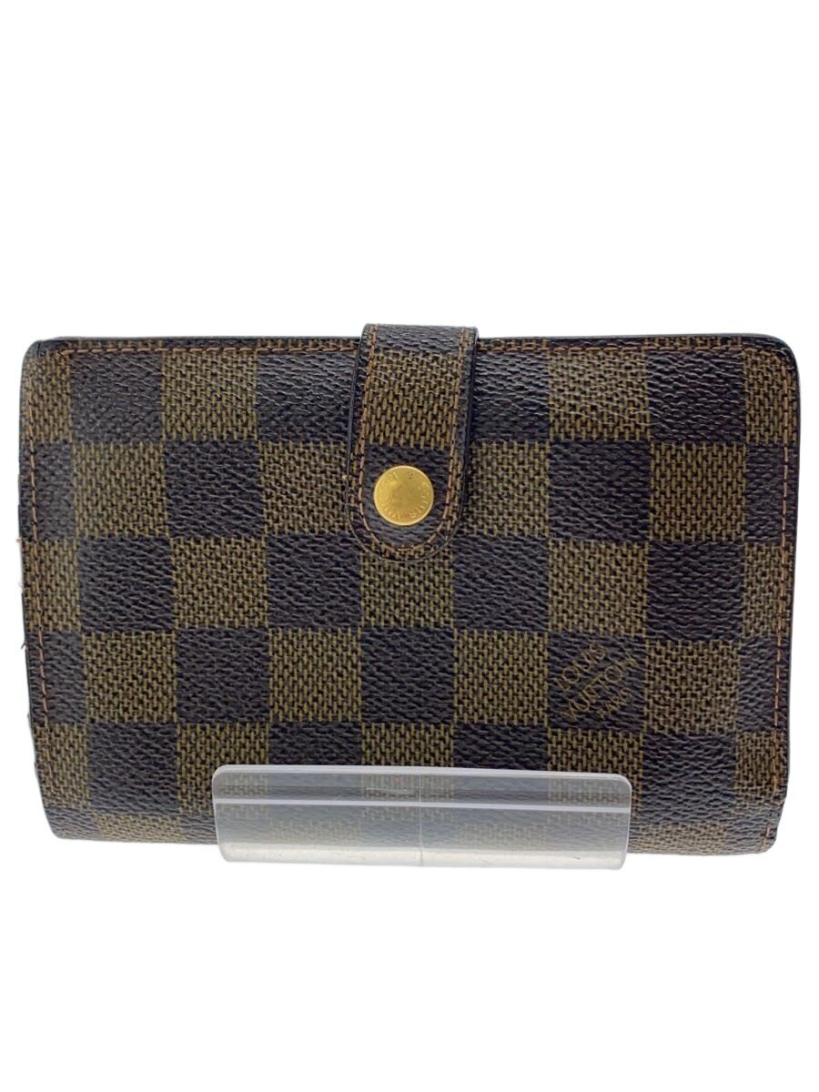 【中古】LOUIS VUITTON◆ポルト・モネ・ビエ・ヴィエノワ_ダミエ・エベヌ/PVC/BRW/レディース【服飾雑貨他】