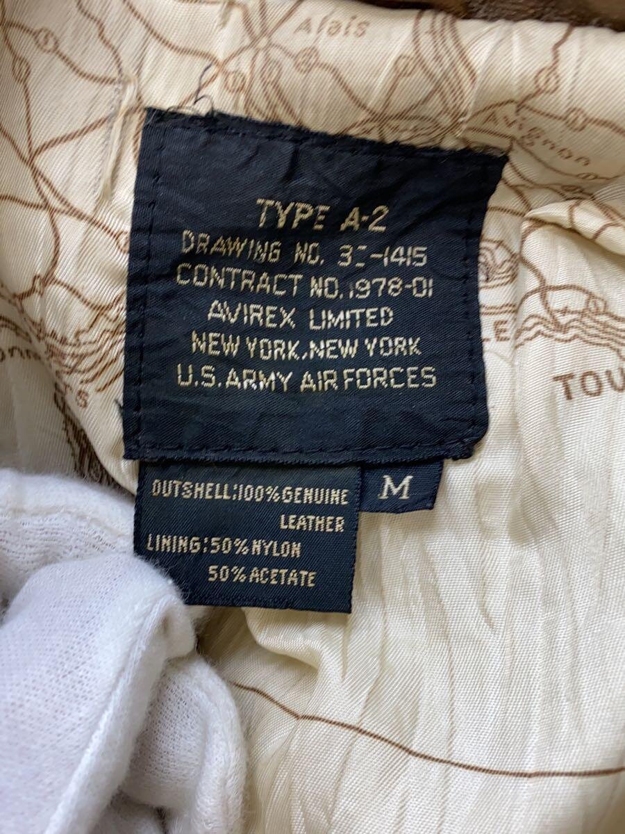 【中古】AVIREX◆A-2/レザーフライトジャケット/M/レザー/BRW/1978-01/USA製/【メンズウェア】