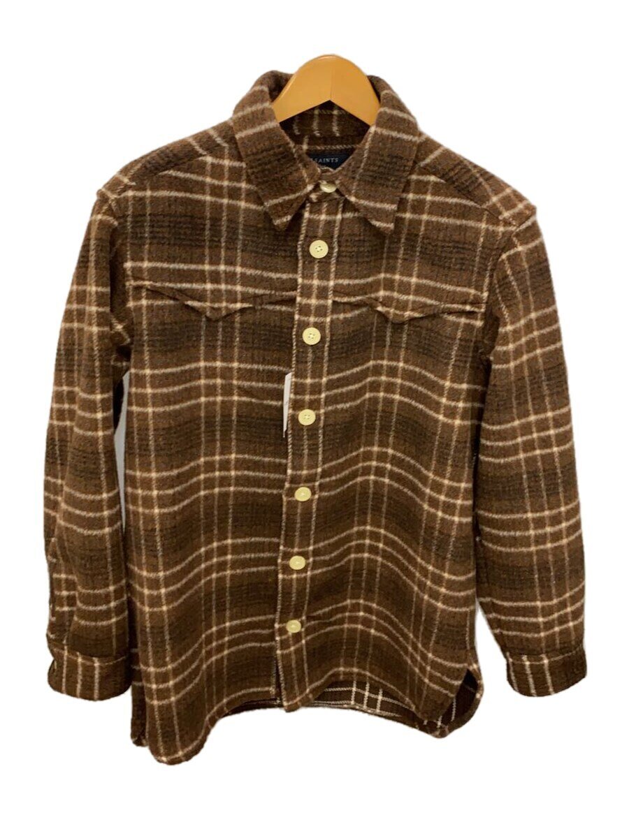 【中古】ALLSAINTS◆コート/XS/ポリエステル/BRW/チェック【メンズウェア】