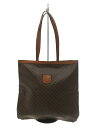 【中古】CELINE◆トートバッグ/レザー/BRW/総柄/マカダム/内側汚れ有/外側レザー部分シミ有【バッグ】