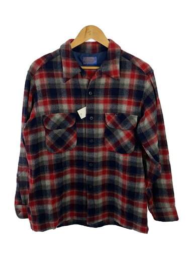 【中古】PENDLETON◆オープンカラーシャツ/USA製/ボックスシルエット/L/ウール/60-70s/チェック【メンズウェア】 【中古】PENDLETON◆オープンカラーシャツ/USA製/ボックスシルエット/L/ウール/60-70s/チェック【メンズウェア】