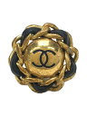 【中古】CHANEL◆1980s/ゴールドレザーイヤリング/GLD【服飾雑貨他】