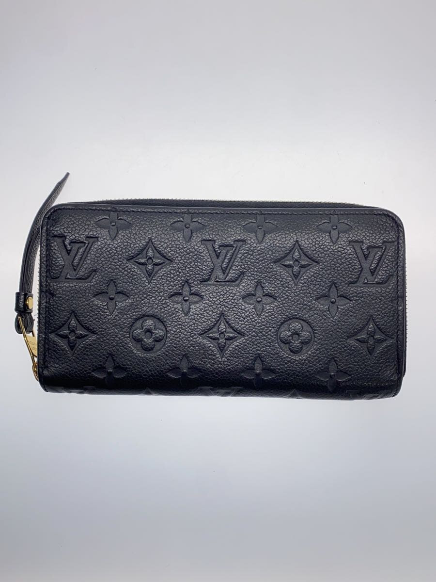 【中古】LOUIS VUITTON◆ジッピー・ウォレット_モノグラム・アンプラント_BLK/牛革/BLK/総柄/レディース【服飾雑貨他】