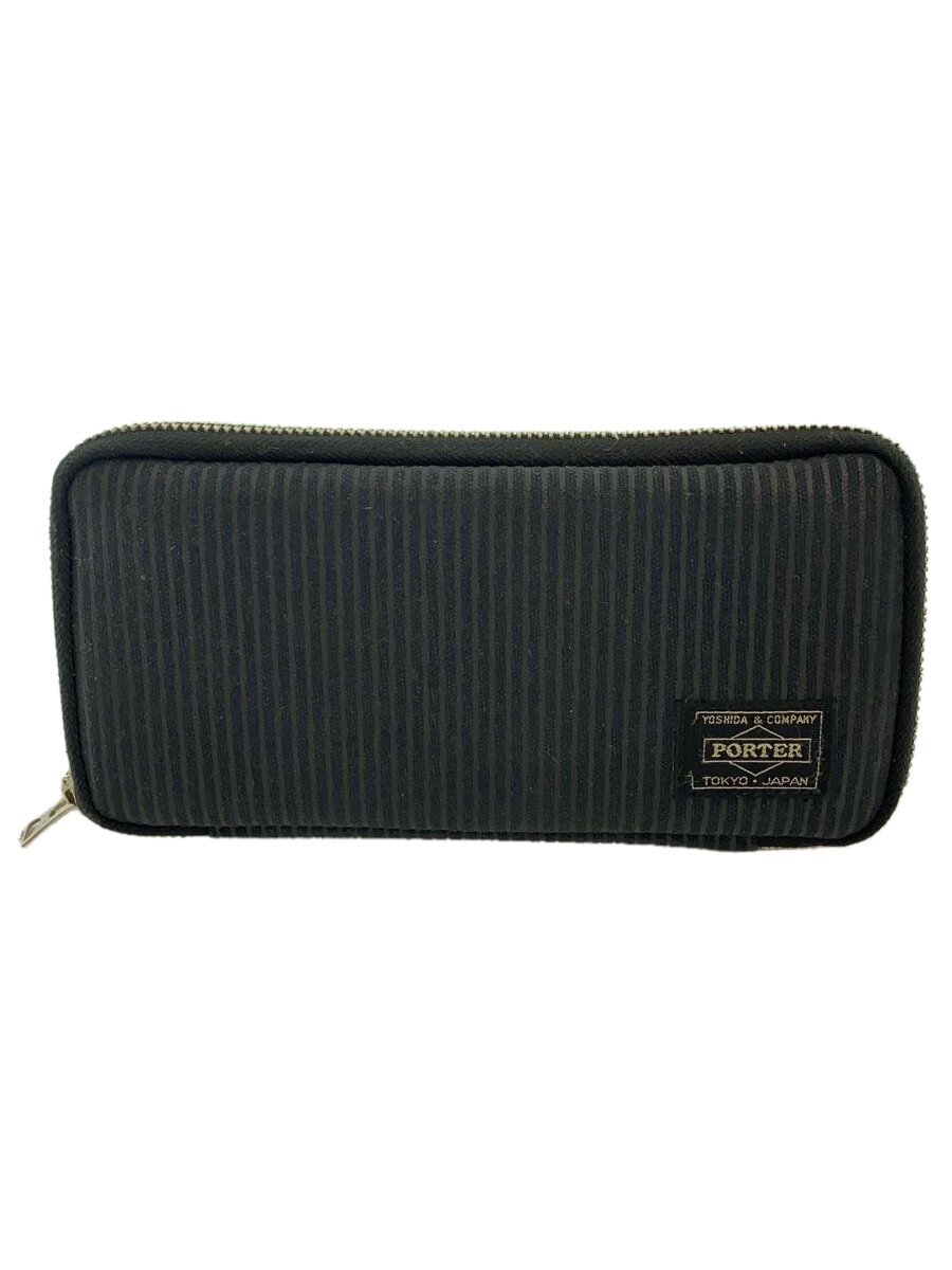 【中古】PORTER◆DRAWING LONG WALLET/ドローイング/ラウンドファスナー/長財布/ストライプ/【服飾雑貨他】