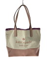 【中古】kate spade new york◆トートバッグ/キャンバス/BEG/PNK/無地【バッグ】