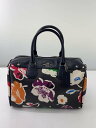 【中古】COACH◆ボストンバッグ/レザー/NVY/花柄【バッグ】