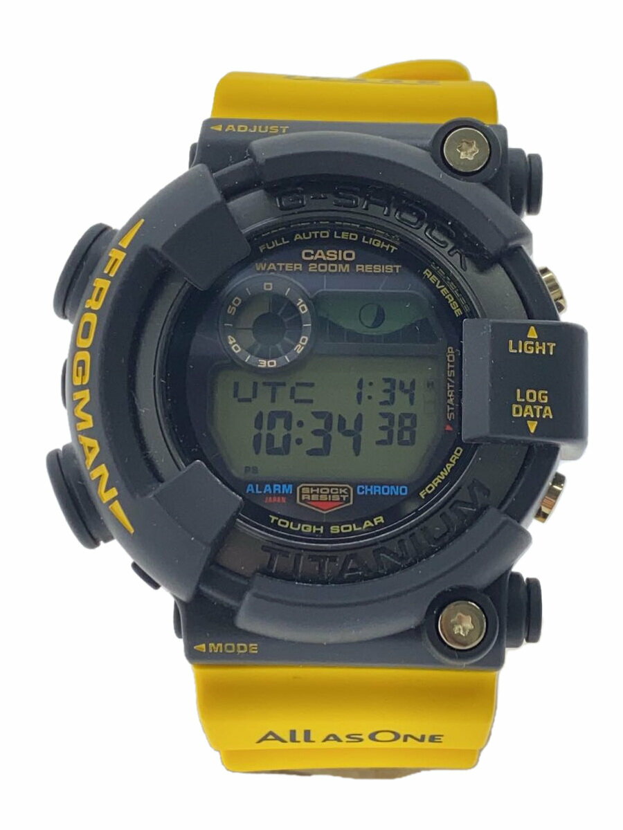 【中古】CASIO◆ソーラー腕時計_G-SHOCK/デジタル/ラバー/BLK/YLW【服飾雑貨他】