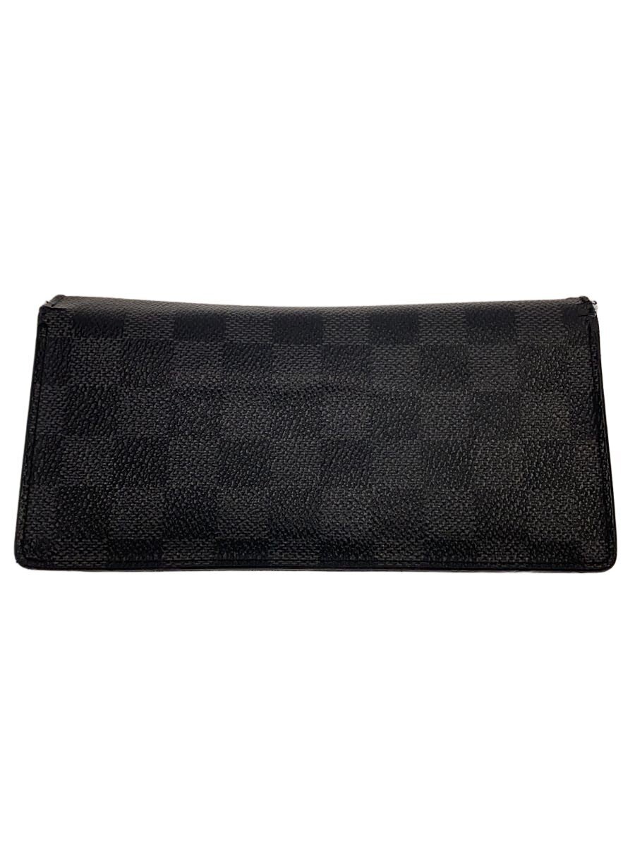 【中古】LOUIS VUITTON◆ポルト・フォイユ・ブラザ_ダミエ・グラフィット/PVC/BLK/メンズ【服飾雑貨他】