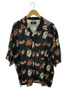 【中古】FRO CLUB◆アロハシャツ/3/レーヨン/BLK/総柄/銭湯/オープンカラーシャツ/開襟シャツ【メンズウェア】