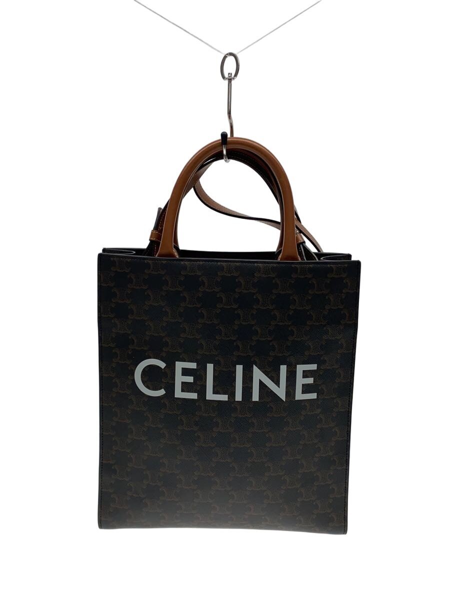 【中古】CELINE◆スモール バーティカル カバ/トートバッグ/PVC/BRW/総柄【バッグ】
