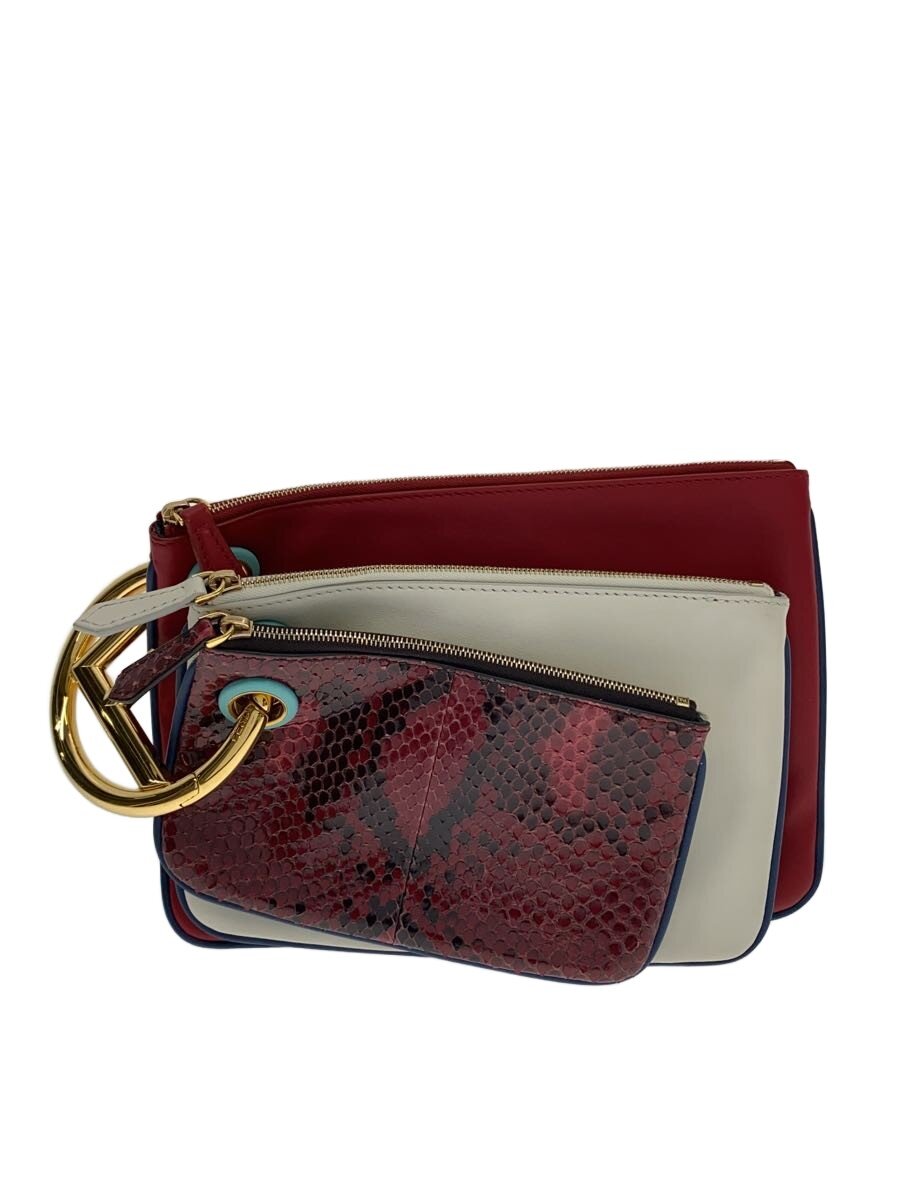 FENDI - 【中古】FENDI◆ポーチ[仕入]/レザー/レッド/8BS001/フェンディ【バッグ】