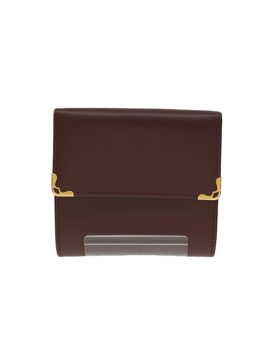 【中古】Cartier◆2つ折り財布/ボルドー/レディース/メンズ/コインケース/カードケース【服飾雑貨他】