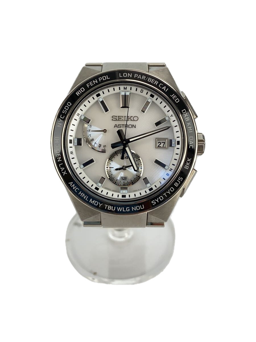 【中古】SEIKO◆ASTRON/アストロン/ネクスター/ソーラー腕時計/アナログ/チタン/WHT/SLV/8D63-0BD0【服飾雑貨他】