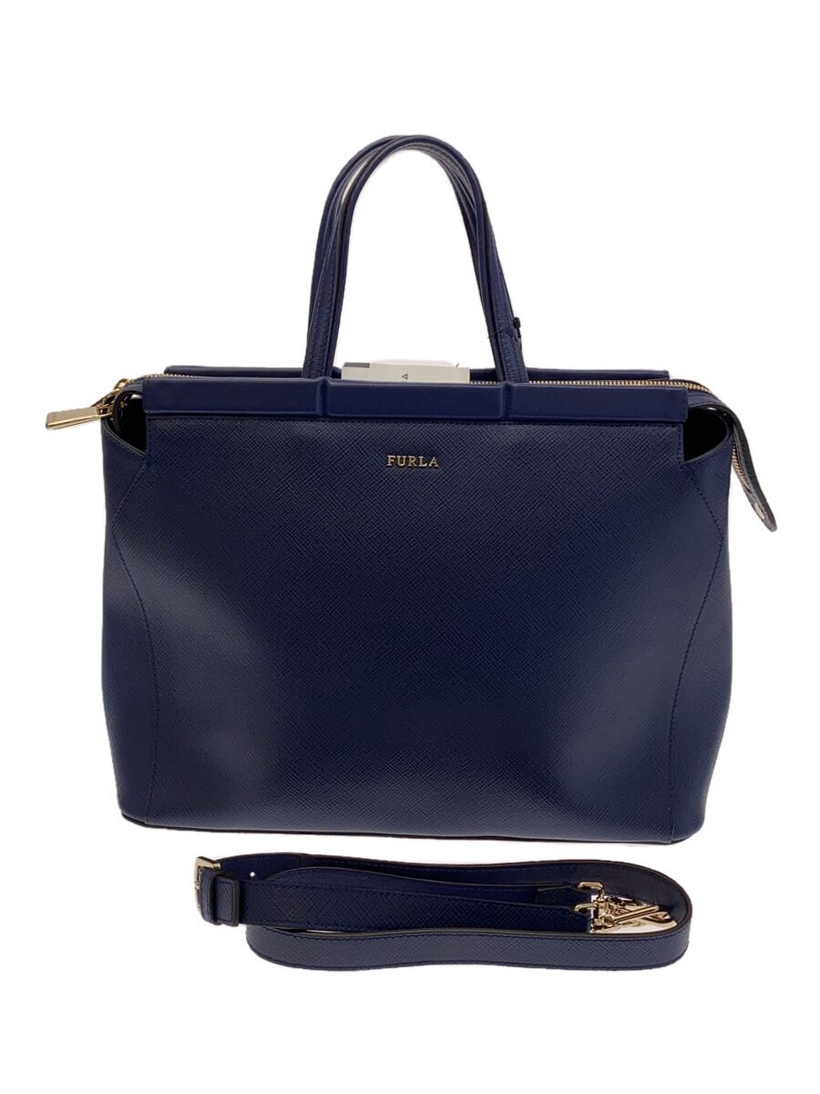 【中古】FURLA◆トートバッグ/PVC/NVY/�
