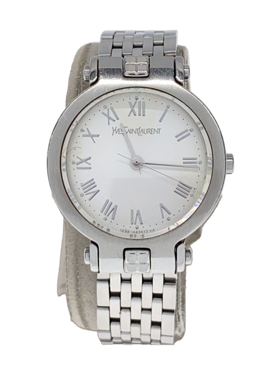【中古】YVES SAINT LAURENT◆クォーツ腕時計/アナログ/WHT/SLV/1032-H23028【服飾雑貨他】