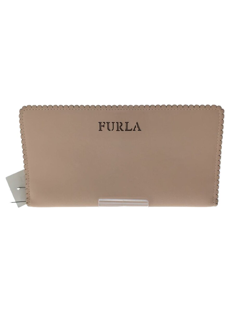 【中古】FURLA◆長財布/レザー/PNK/レ