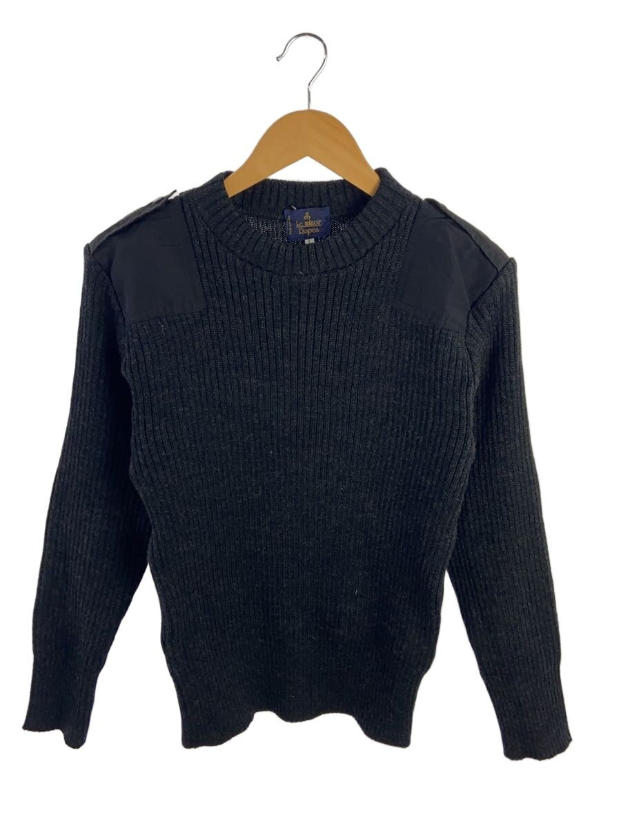 【中古】Le minor◆ニット・セーター(厚手)/1/ウール/GRY/無地/エルボーパッチ【メンズウェア】
