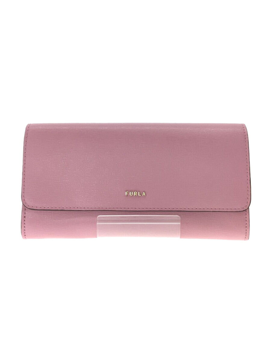 【中古】FURLA◆長財布/PVC/PNK/無地/レ