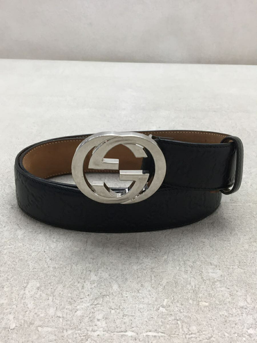 【中古】GUCCI◆ベルト/レザー/BLK/メンズ【服飾雑貨他】